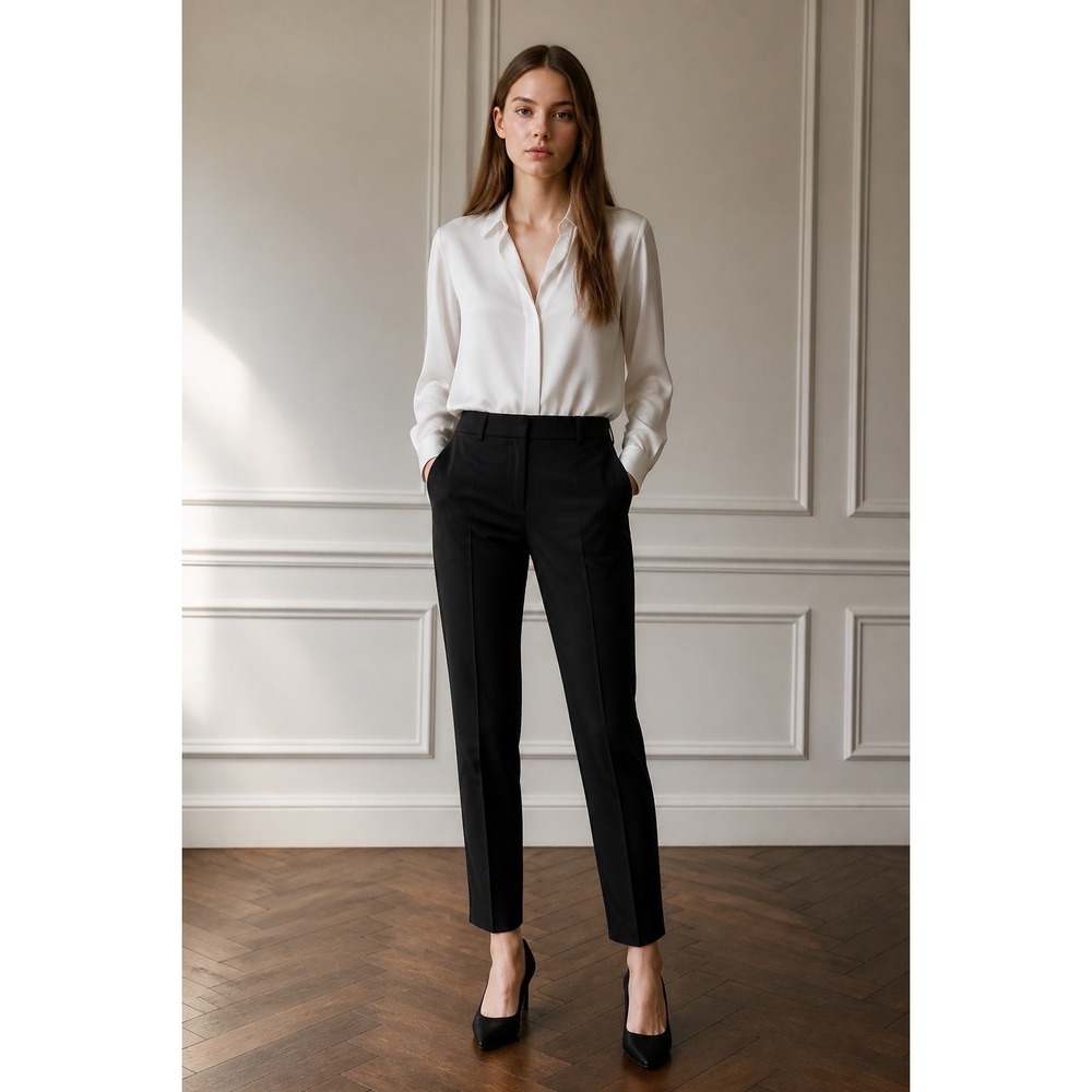 J.Crew Martie Pant Black Bi-Stretch Wool Blend Side Zip Cropped Trousers E0899 4